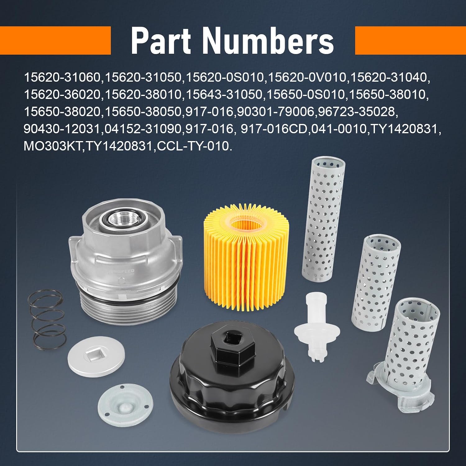 Aluminum Oil Filter Cap Kit 15620-31060 Replacement for Toyota Camry/Lexus