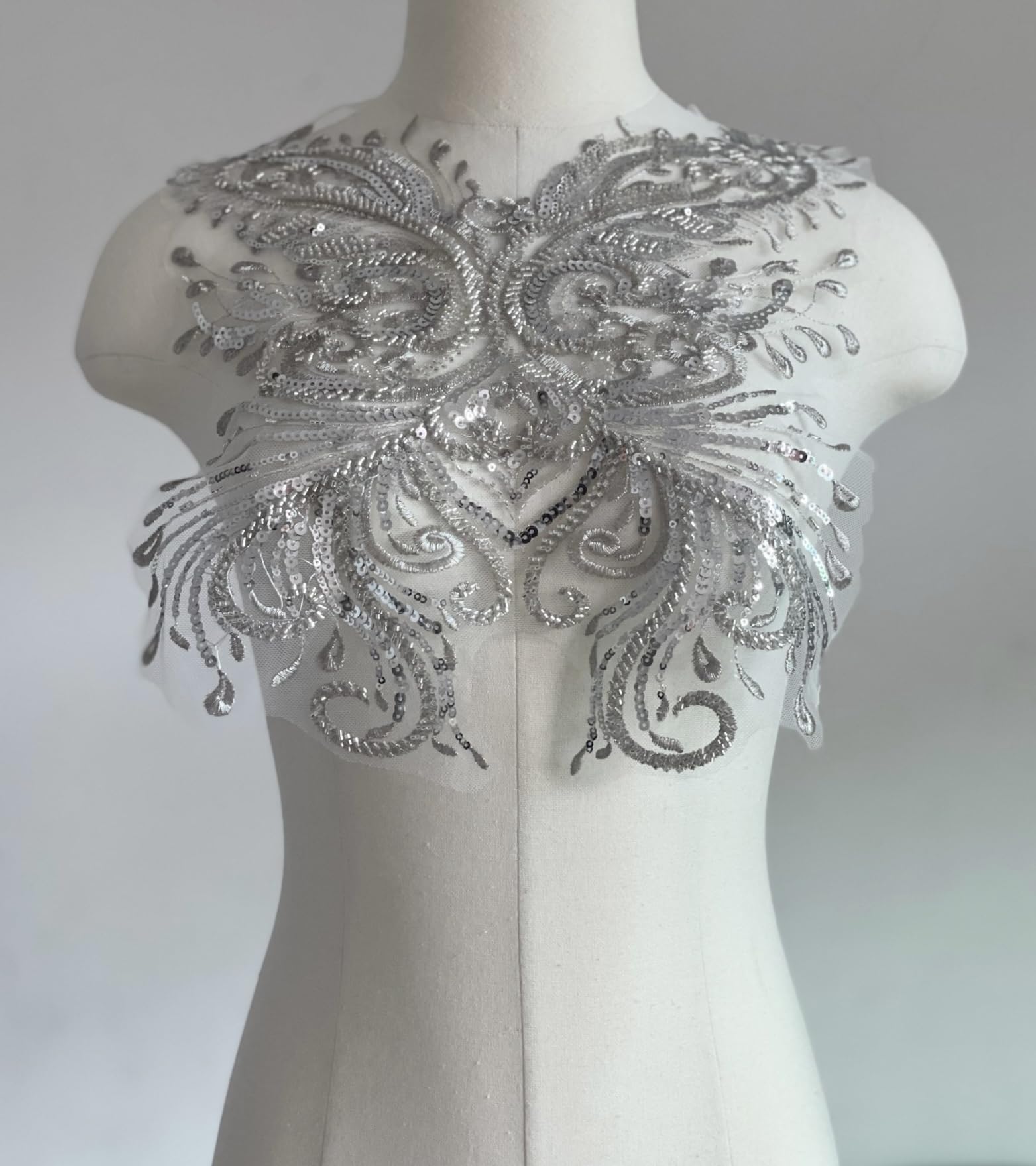 New Women\'s Beautiful Silver Beaded & Sequin Floral Applique Headwrap Silver Beaded Floral Applique - Etsy main image 3
