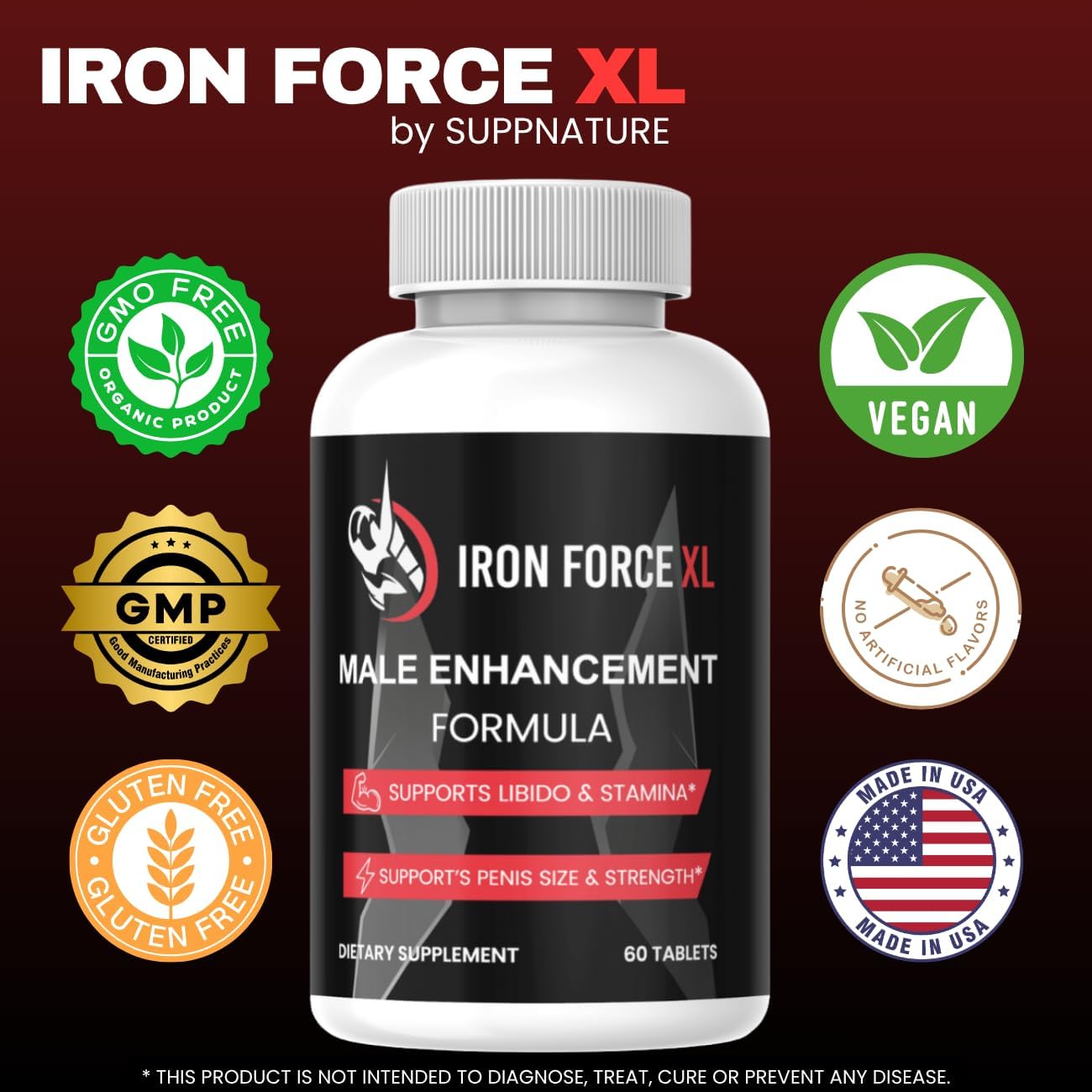 Iron Force XL Pills for Men, Iron Force XL Supplement Male Support Formula*, 60 Count