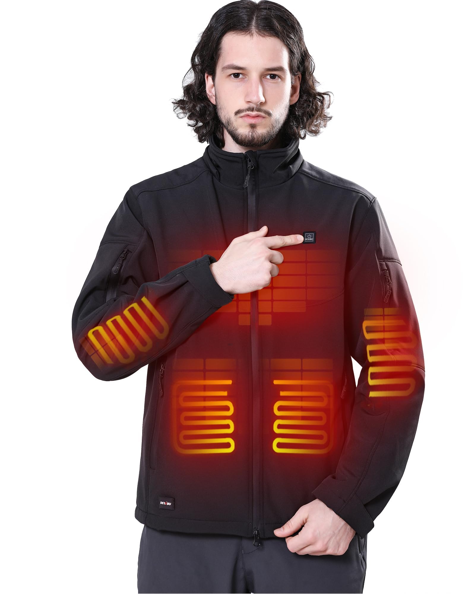 DEWBU Soft Shell Heated Jacket (Large, Black)