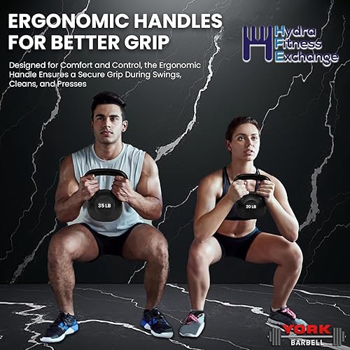 Miniatura 7 de York Barbell Kettlebell Weights  5lb to 80lb Cast Iron Kettlebells with Matte Black Finish  Full Body Strength Training & CrossFit Conditioning