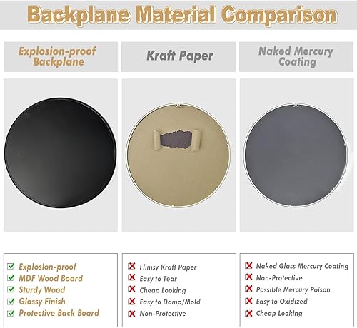 Miniatura 8 de Espejo redondo grande de 42 pulgadas, color negro, espejo de pared con marco de metal, moderno espejo de tocador circular de gran tamaño, espejos de