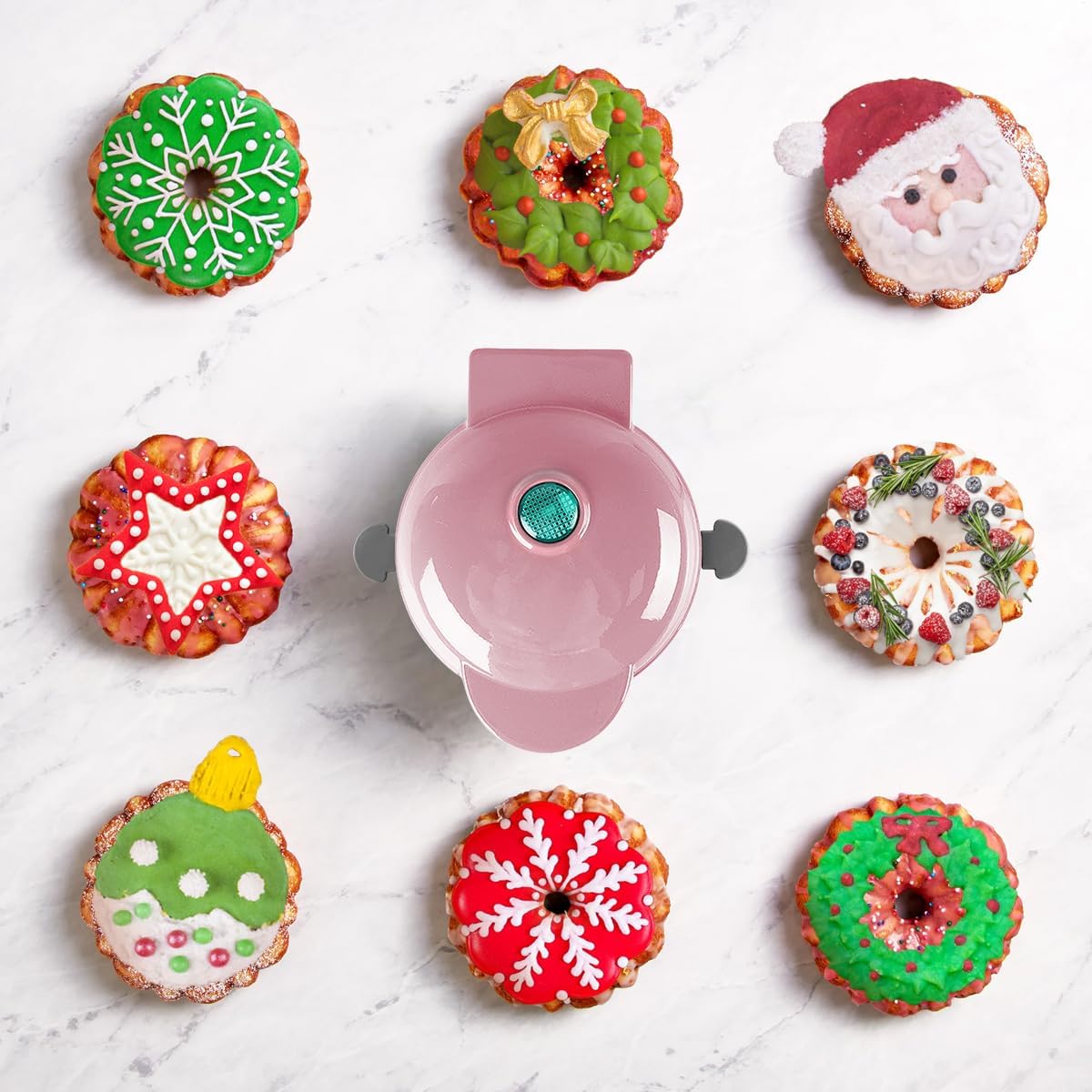 Mini Cake Maker, Cake-Shaped Design Waffle Iron,Non-Stick Griddle/Double-sided Heating for Cake,Portable Pancake Maker Machine for Kid,Easy to Clean,Perfect for Make Chocolate Cake (Pink)