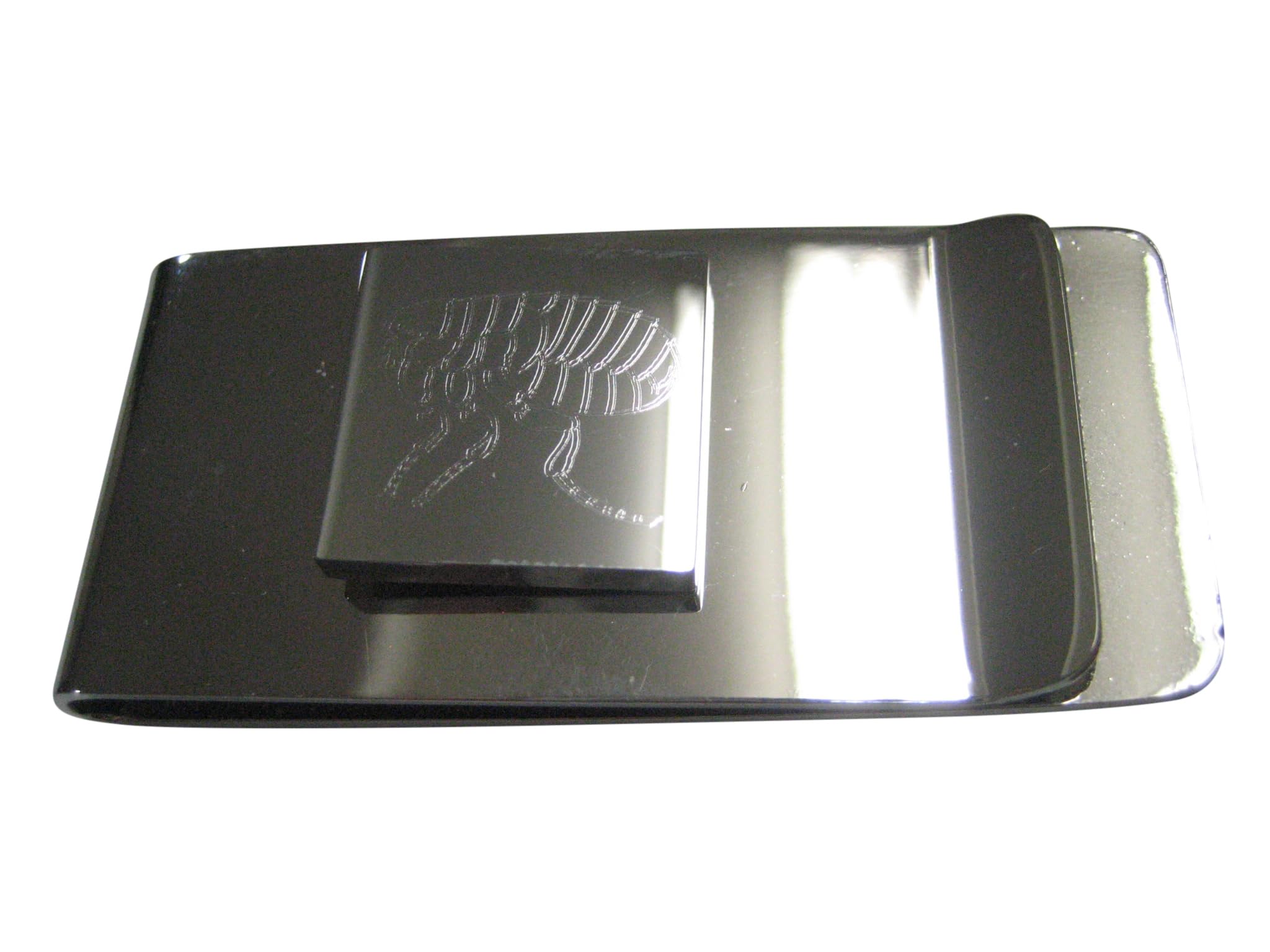 Kiola Designs Silver Toned Square Etched Flea Bug Insect Money Clip