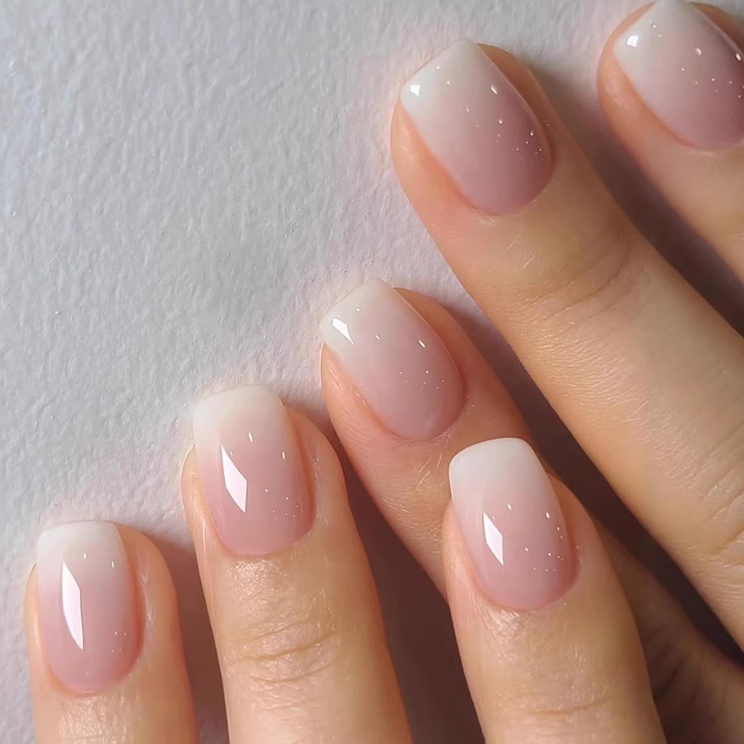 Press On Nails - White Gradient Ombre Glossy Design