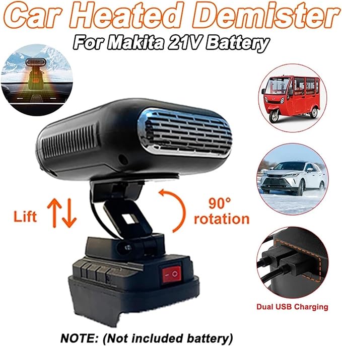 Calefactor Eléctrico Portátil para Auto con Ventilador y Desempañador miniatura 3