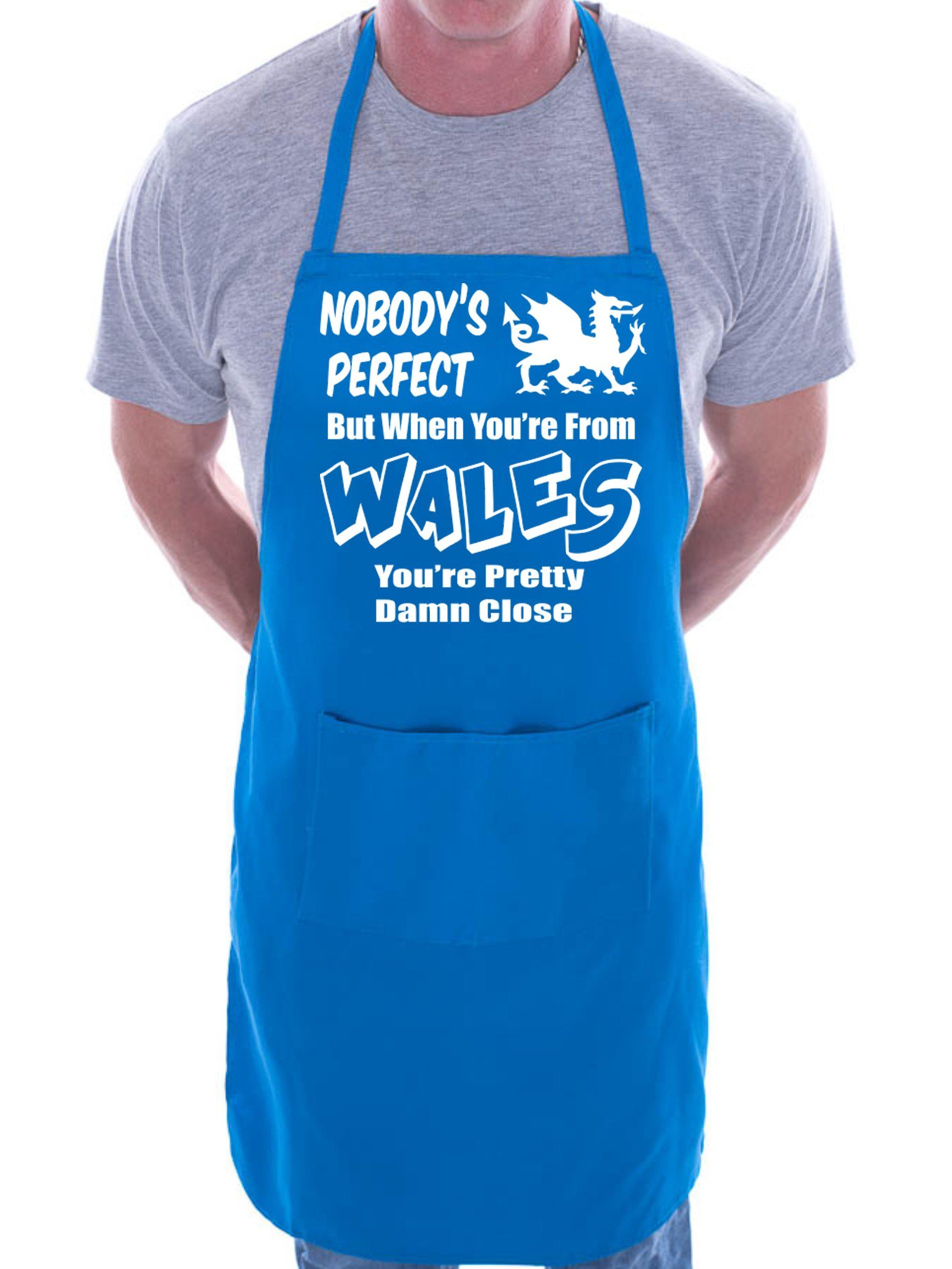 Print4U Wales Welsh Perfect BBQ Cooking Funny Novelty Apron Blue