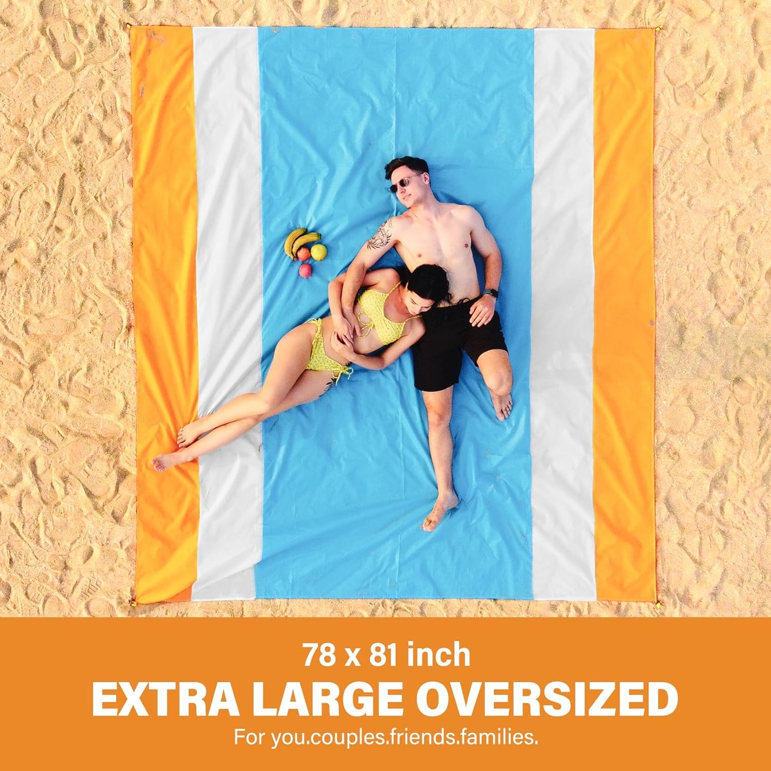 Beach Blanket, Beach Mat Sand Free Waterproof 79" X 83" Suitable For 4-7 Adults, Waterproof Lightweight Picnic Blankets For Travel, Camping, Hiking On - View #5