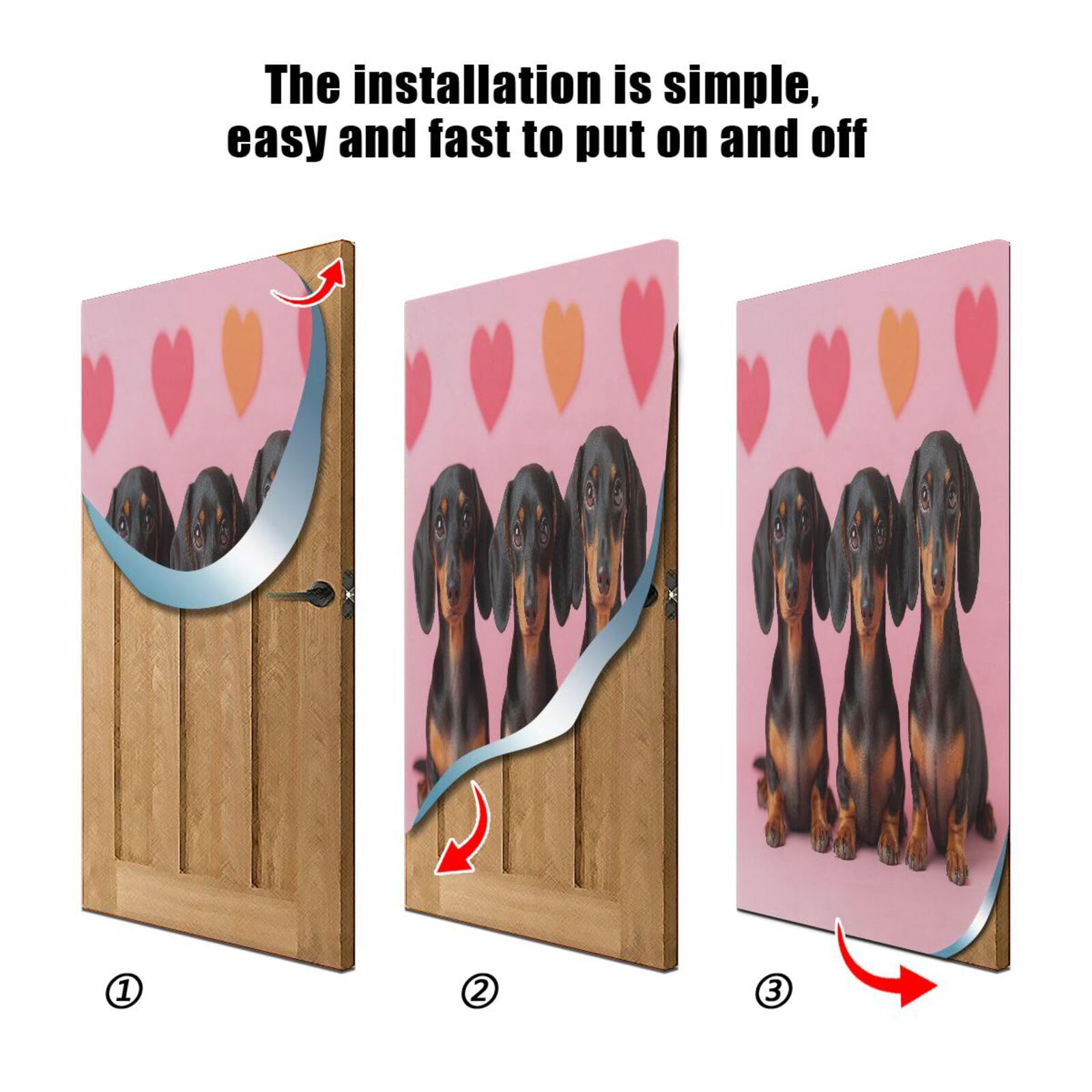 FLildon Three Friendly Dogs Door Cover Decoration, Party Accessory Porch Decor for Festive Ornament Room Door Covers 32 x 79 Inch