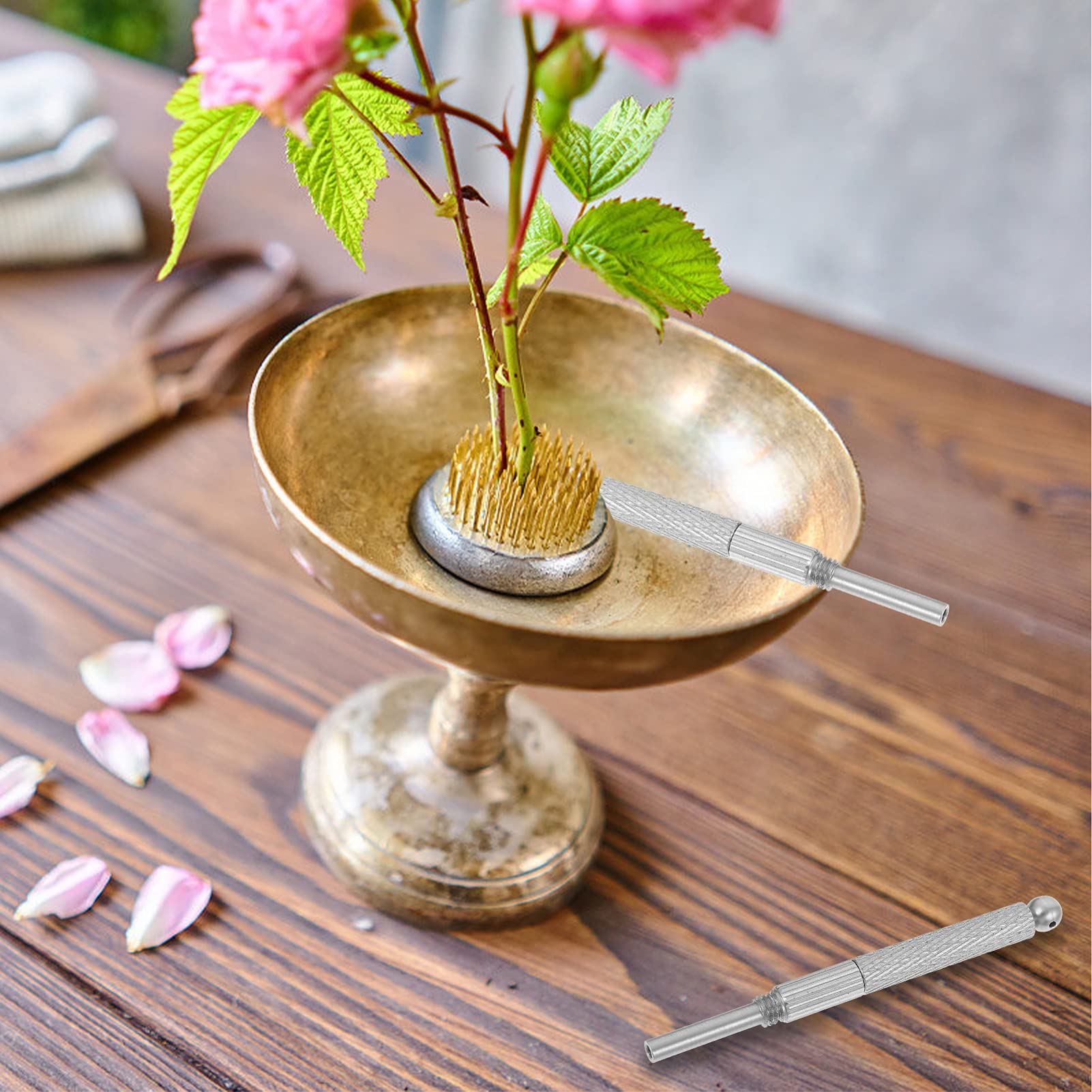 KONTONTY 2sets Japanese Flower Frogs Cleaner Needle Straightener Floral Pin Repair Tool Floral Arranging Pin 2pcs*2