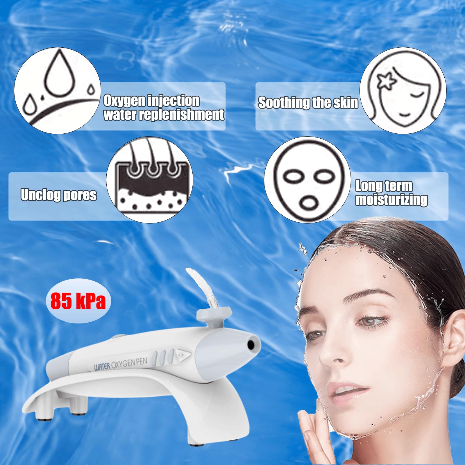 Máquina facial de oxígeno para el cuidado de la piel Spray de oxígeno para la cara Máquina hidratante antienvejecimiento Micro-Nano Mist Sprayer Spa Profesional de mano para mujeres 4