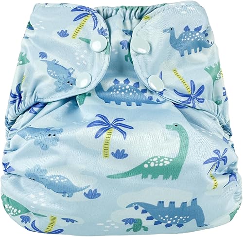 Pañal de tela impermeable reutilizable  Cubierta exterior ajustable sobre una capa interior absorbente para evitar explosiones de orina  Dinosaurio