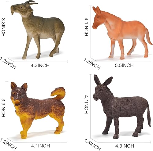 Miniatura 4 de Paquete de 12 juguetes de animales de granja grandes para niños de 3 a 5 años de 1 a 3 años de plástico realistas de animales de granja, juego de