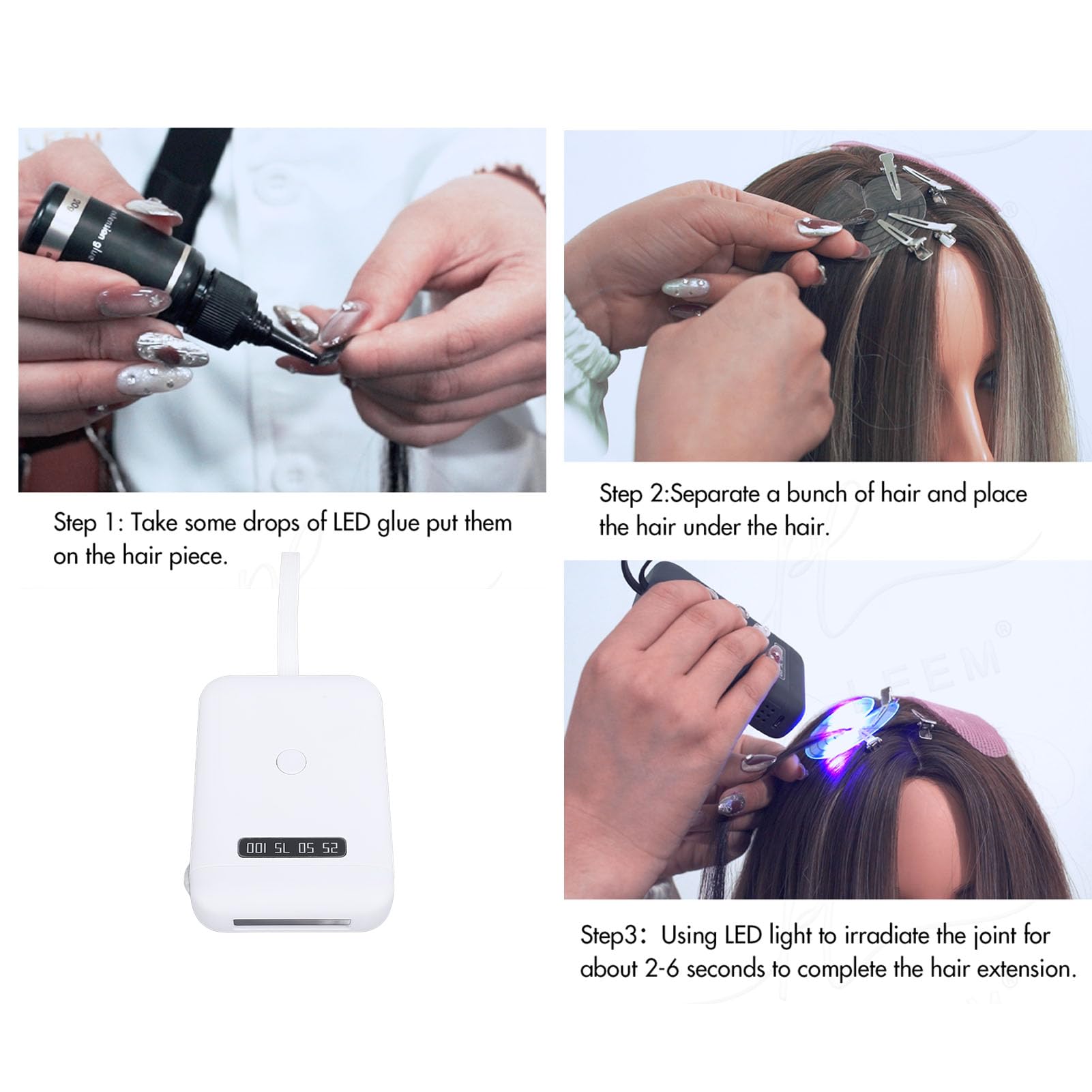 Cosiki Lampada UV LED per Extension Capelli Efficiente Luce Polimerizzante da 18 W per un Rapido Processo di Extension Capelli per Uso in Salone (WHITE)