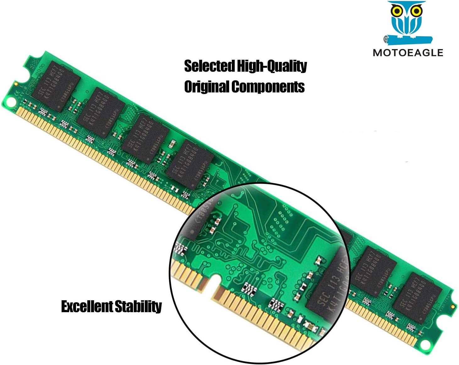 4GB Kit (2 X2 GB) DDR2-800 MHz Udimm RAM, 2GB 2Rx8 PC2-6400U-666 240-PIN CL6 1.8V Unbuffered Non-ECC Desktop Memory Modules