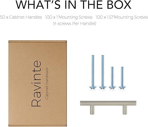 Miniatura 43 de Ravinte - 35 tiradores de 5 pulgadas para gabinete, cajones de cocina y alacenas, en níquel satinado y cepillado, de acero inoxidable, 5 pulgadas
