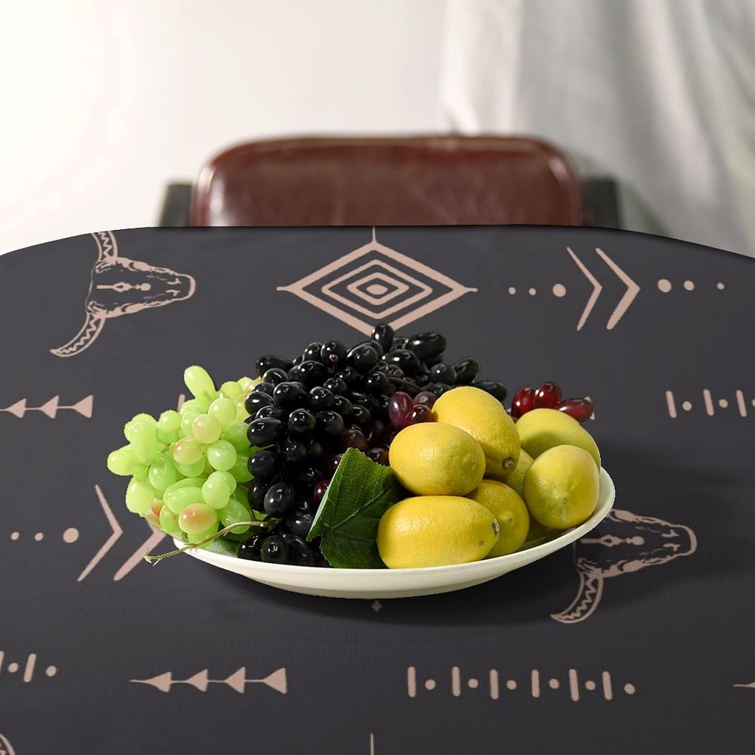 Aztec Waterproof Rectangle Tablecloth, Western Tribal Bull Skull Horns Ethnic Aztec Cow Table Cloth Cover Oil Proof Table Cloths for Dining Party Kitchen Decor 55"x75"