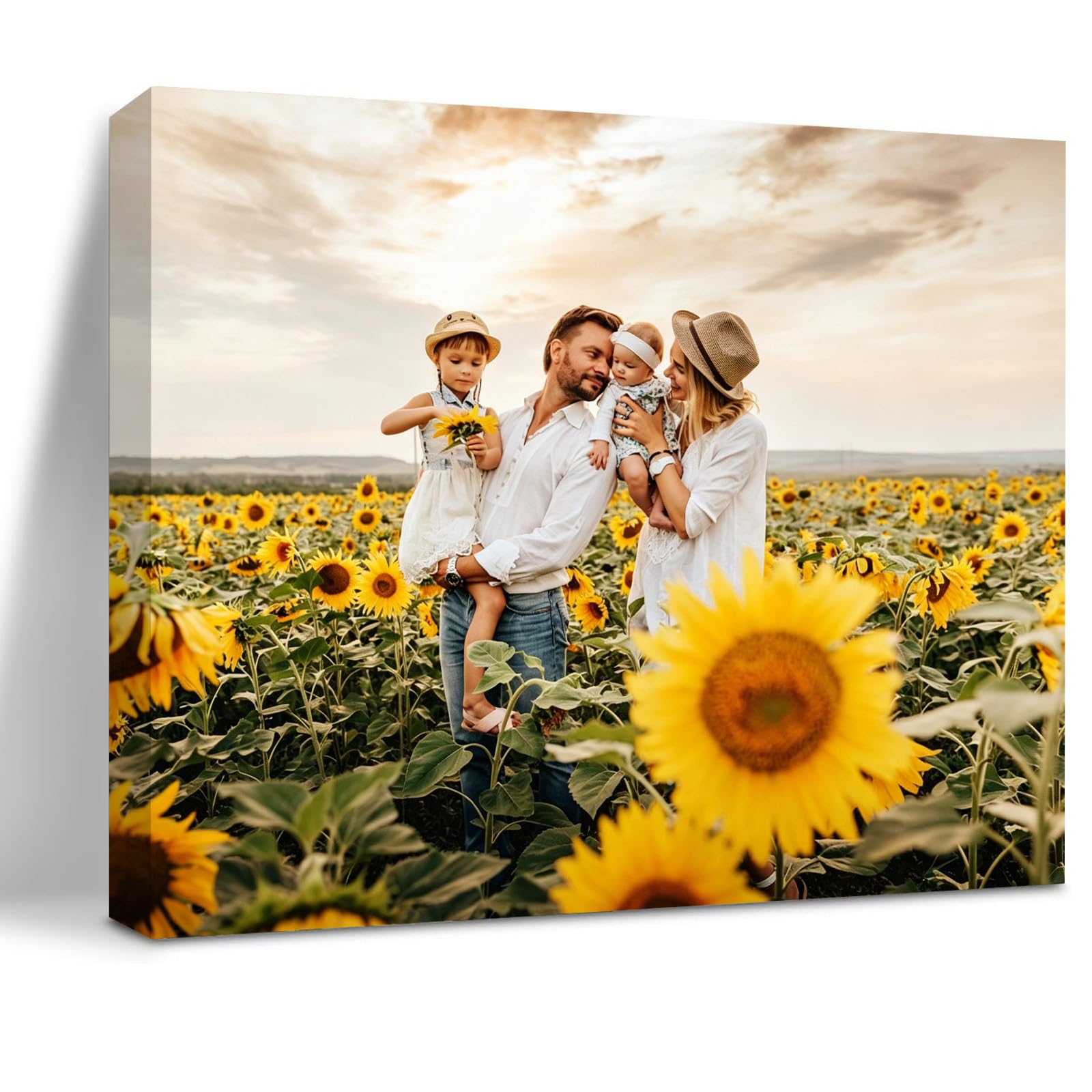 Vanshue Canvas Personalised Photo 40x80cm(16x32in),with DIY Wooden Frame,Custom Photo Printing Wall Art,Personalised Canvas Photo1 for Family,Lover,Friend,Pet,Wedding,Graduation,Birthday Gift for Mom