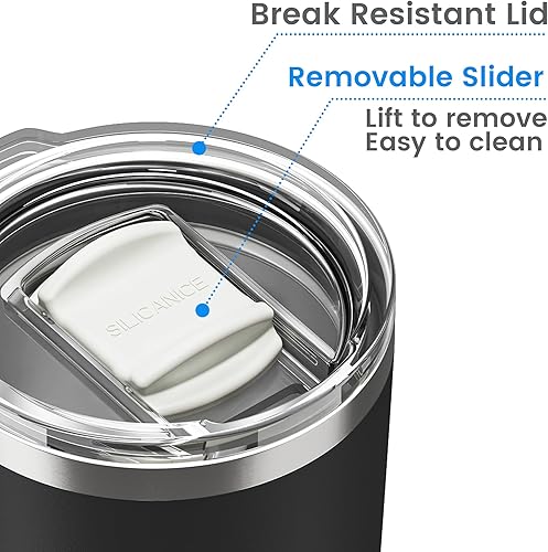 Miniatura 6 de Vaso de café de 20 onzas, taza de café de viaje de acero inoxidable de doble pared con tapa deslizante extraíble, sin BPA, compatible con portavasos