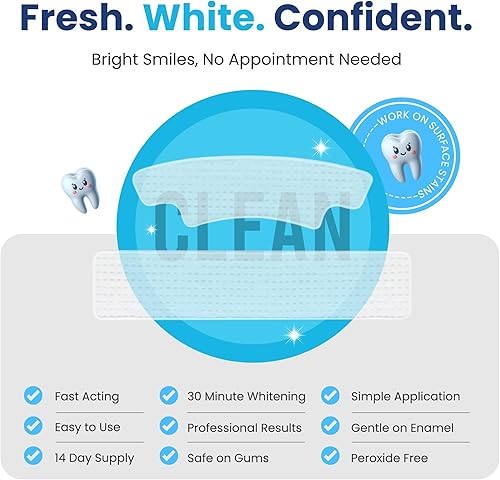 Miniatura 4 de Pro White Advanced - Tiras blanqueadoras de dientes con sabor a menta fresca, tiras blanqueadoras con 14 aplicaciones para un fácil uso diario,