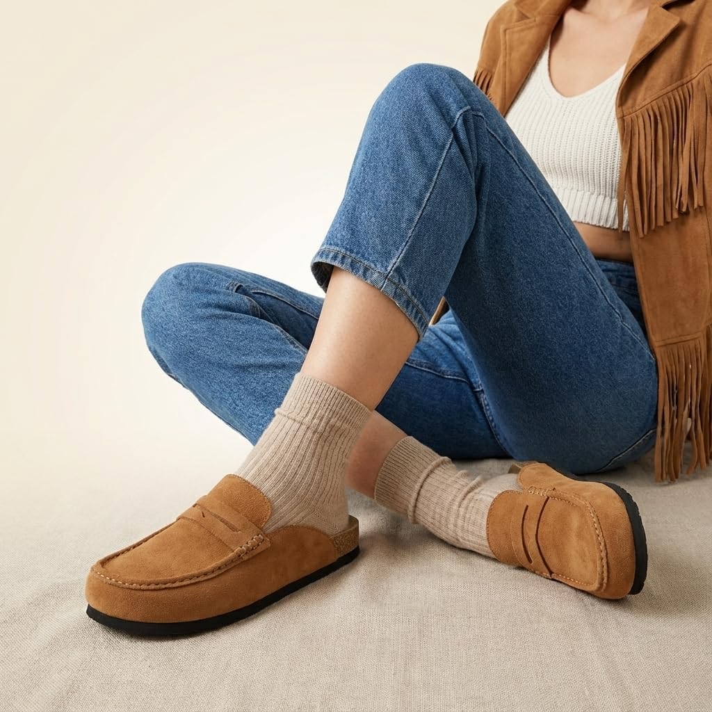 CUSHIONAIRE Fondu Genuine Leather Mule Clogs for Women, Comfortable Slip On Womens Shoes with Penny Strap Accent and Memory Foam Footbed - Image 7