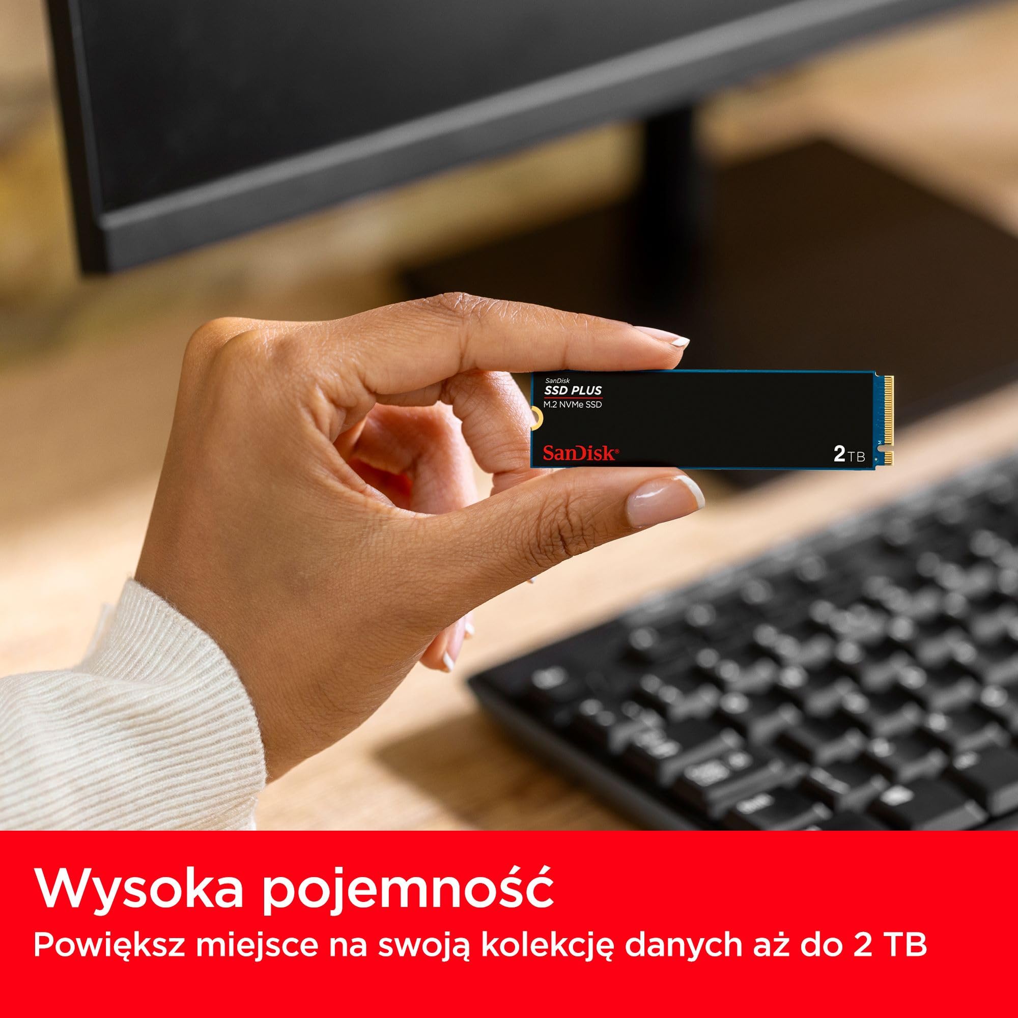 SanDisk SSD Plus 250 GB M.2 NVMe SSD, wewnętrzny SSD, PCIe Gen 3, M.2 2280, łatwa instalacja, 3 lata