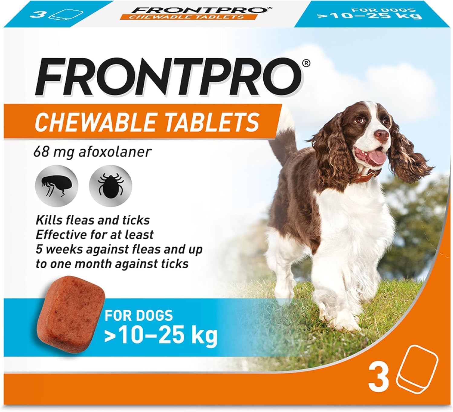 FRONTPRO Flea and tick tablets for dog (10-25 kg) - 3x 68mg
