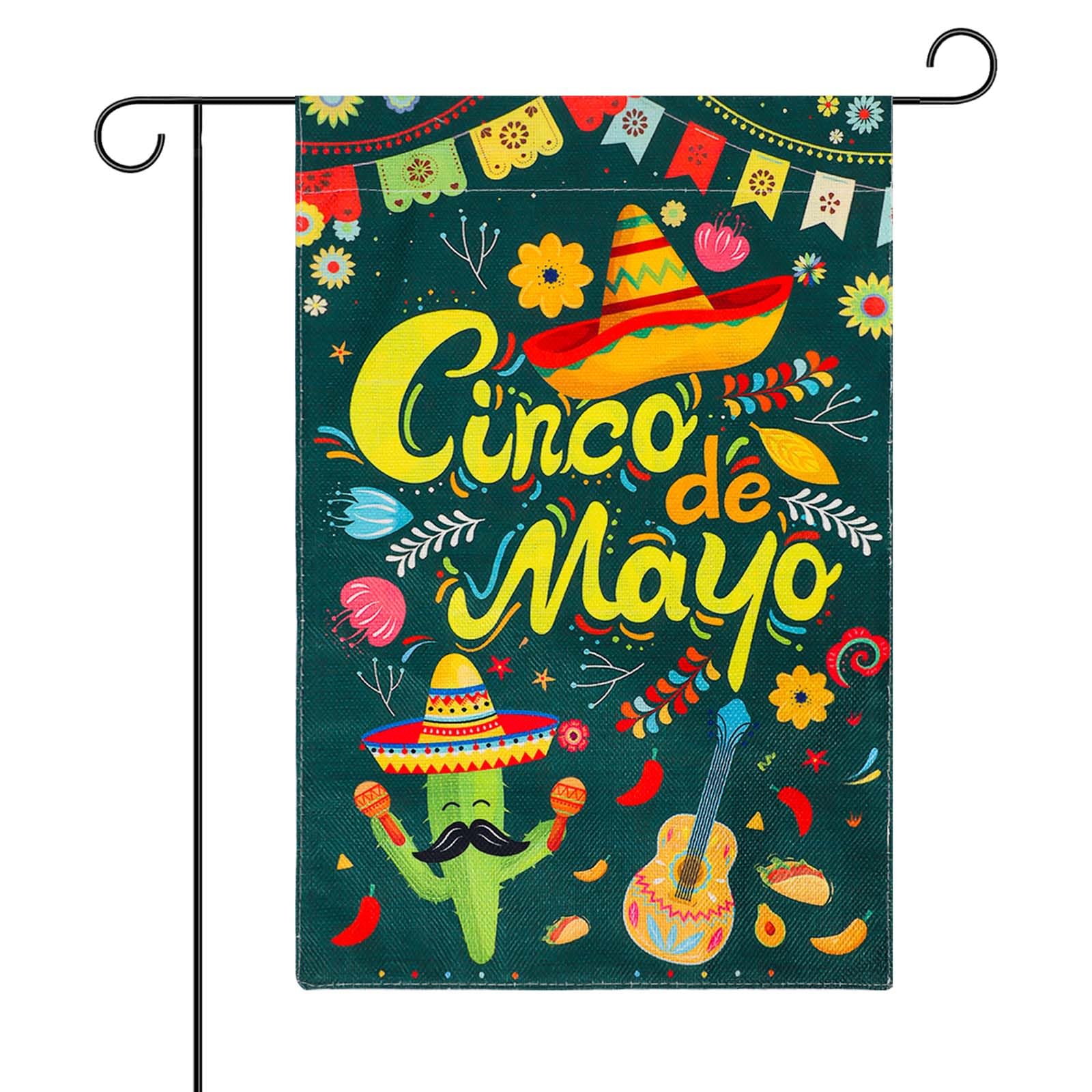 Bandera de jardín del Cinco de Mayo de doble cara para decoración exterior