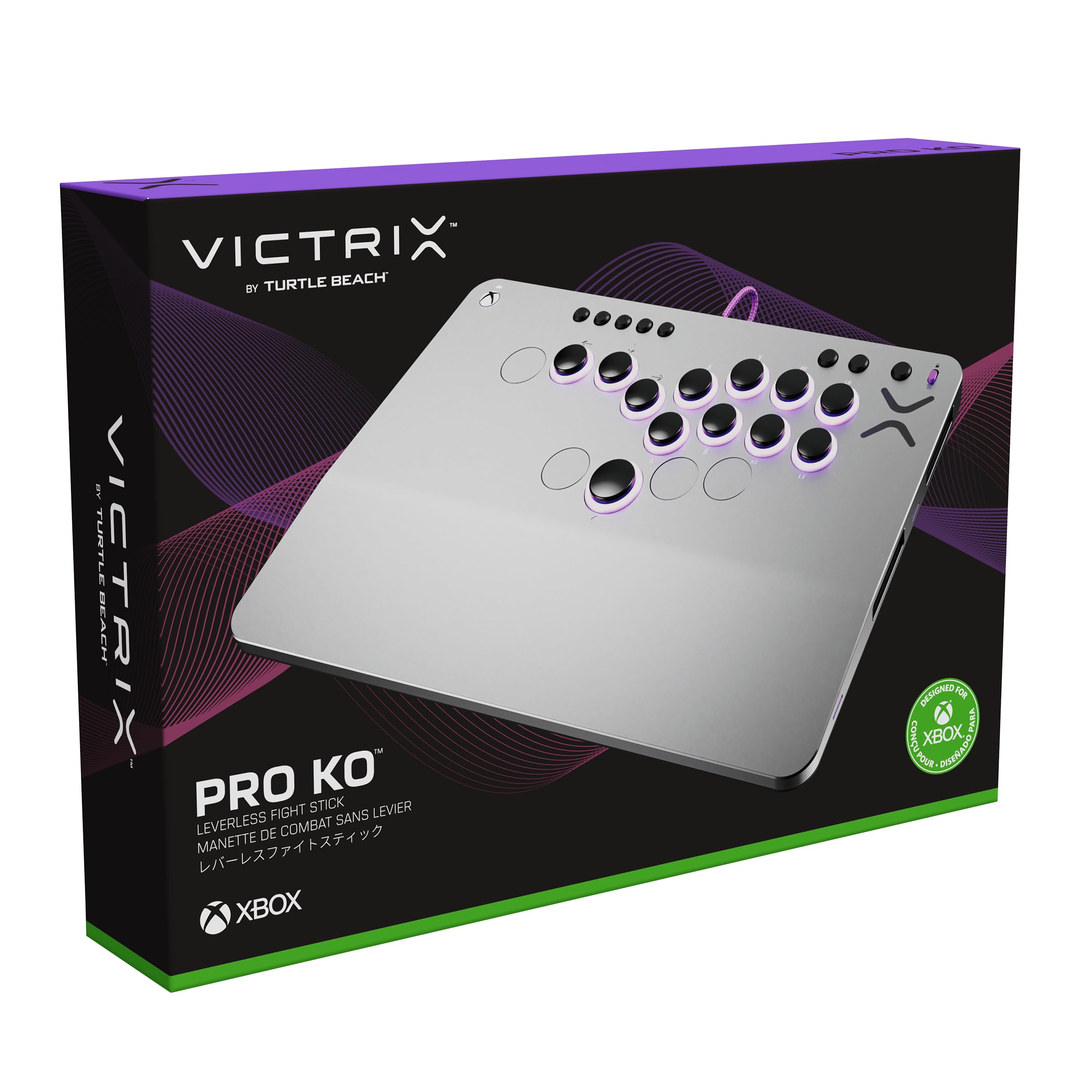 Turtle Beach Victrix Pro KO Leverless Fight Stick - con licenza ufficiale Capcom e PlayStation, compatibile con Xbox Series X e S, con switch RGB hot swappable, design ergonomico