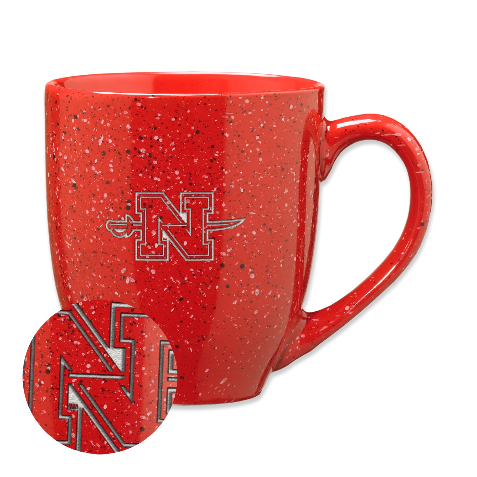 Rico Industries NCAA Nicholls Colonels Primary Logo Red 16 oz Team Color Laser Engraved Speckled Ceramic Coffee Mug — image 1