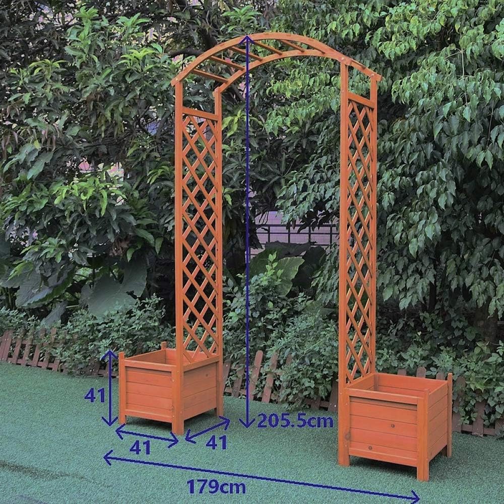 Melko Arche de Rose Grimpante Brune Pot de Fleurs Arche de Treillis Pergola en Bois