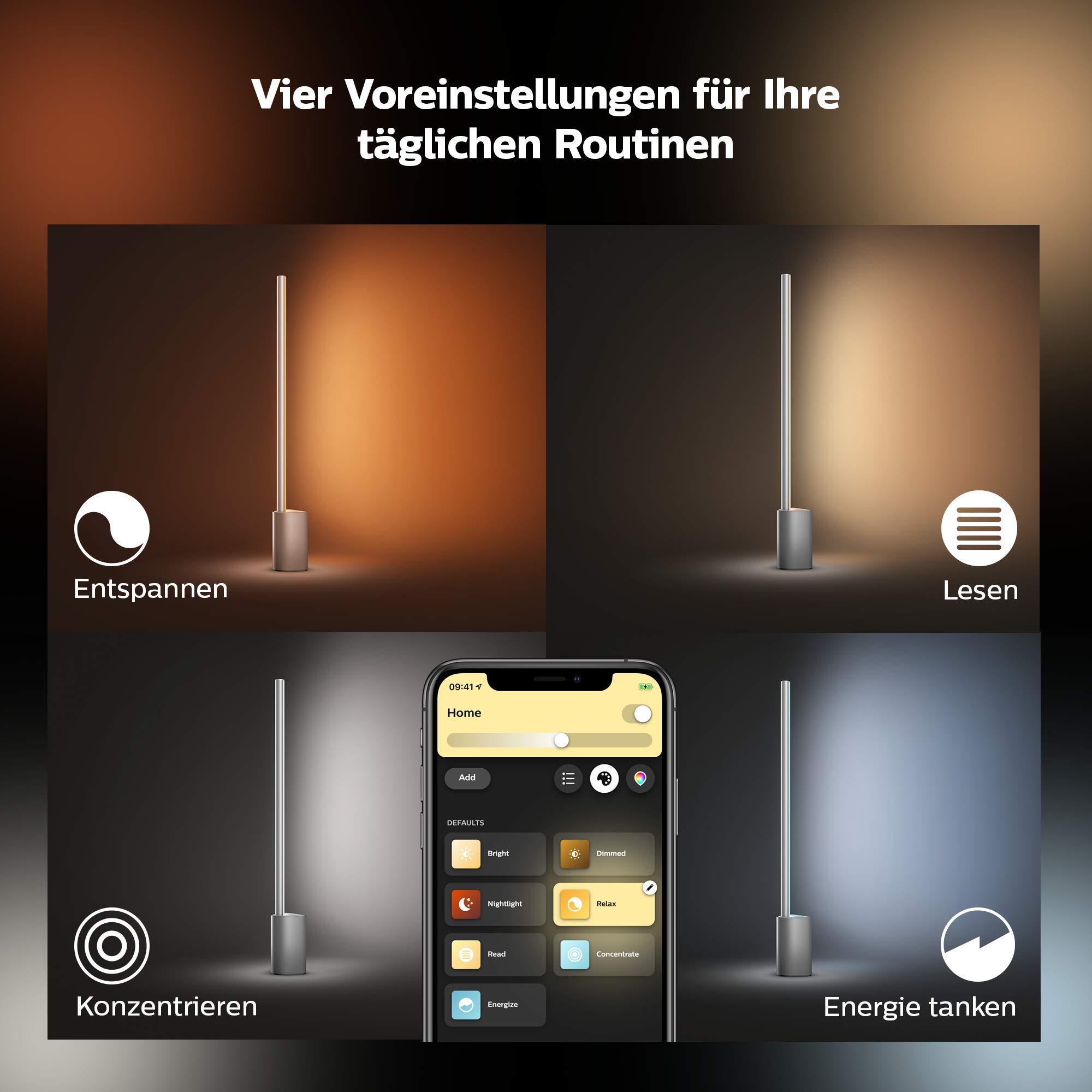 Philips Hue White & Color Ambiance Signe LED Tischleuchte (1.040 lm), dimmbare Tischlampe für das Hue Lichtsystem mit 16 Mio. Farben, smarte Lichtsteuerung über Sprache und App, silber