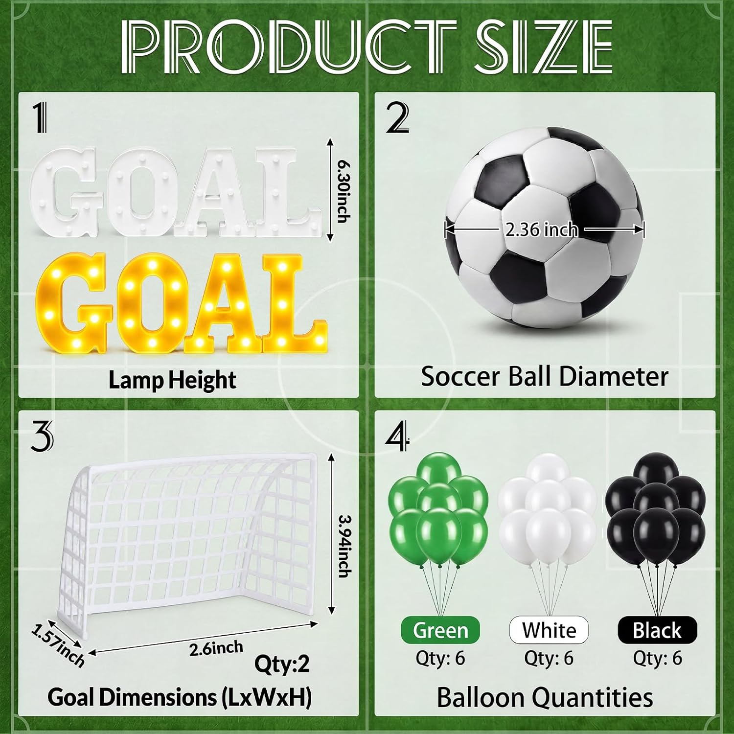 26 Pcs Soccer Party Decorations, Goal LED Neon Sign 18 Balloons image 2