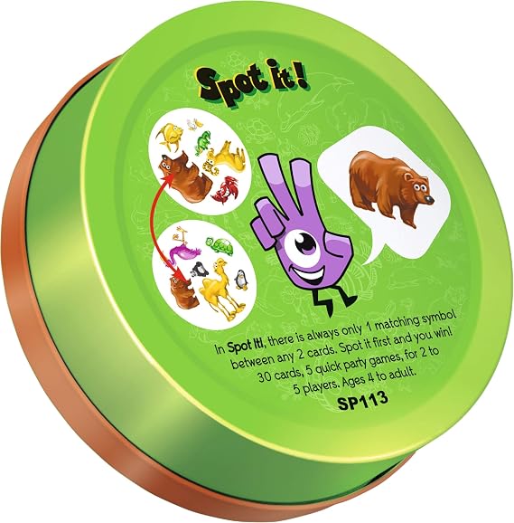 Asmodee | Dobble Animals | Fun Family Card Game | Fast-Paced Observation Game | 15 Min Playtime | 2-8 Players | Ages 6 and up | Tin Box & 55 Cards