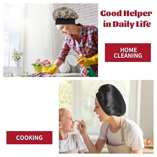 Miniatura 5 de 2 gorros de seda para dormir, gorros de satén para el cabello, banda elástica suave, gorro de seda para dormir, envoltura para el cabello para mujer