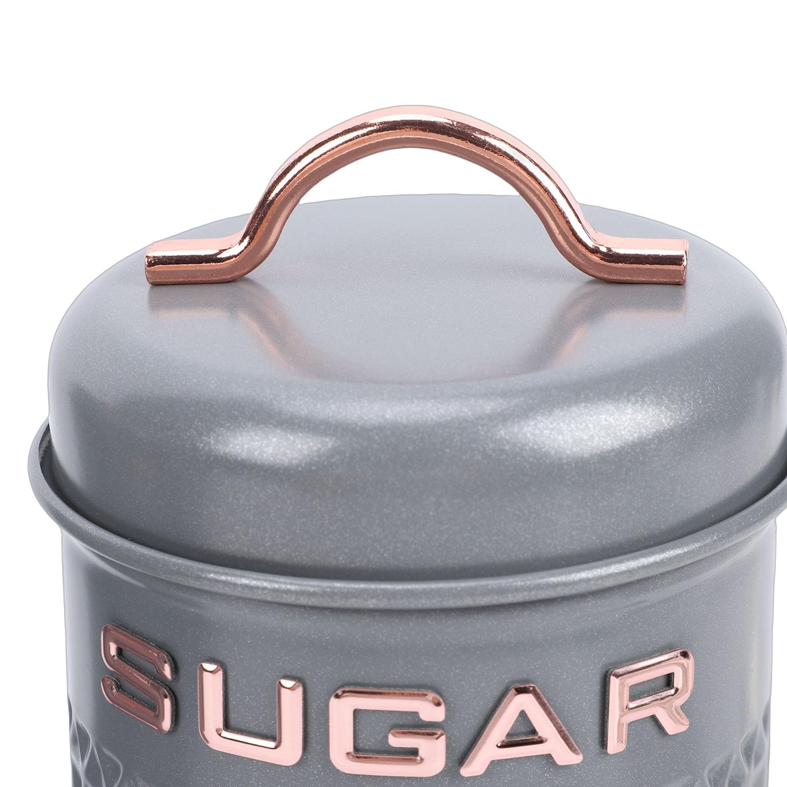 Juego de Caja de Pan y Recipiente, 3 Recipientes Etiquetados con Caja de Pan Grande para Almacenamiento de café, té, Azúcar, Hecho de Hierro Resistente para Organización de (GRAY)