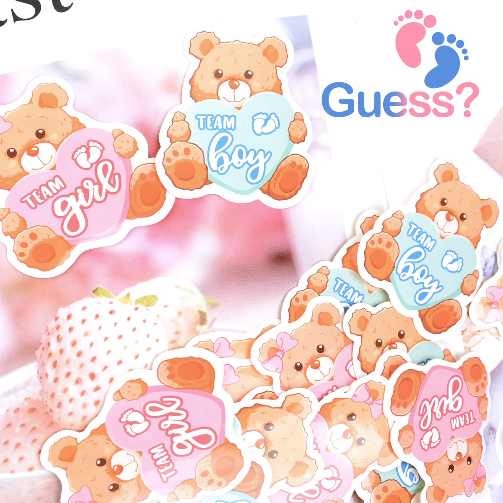 Adesivi Per Rivelare Genere - 192 Pezzi, Blu E Rosa, Per Baby Shower E Feste - Foto 9