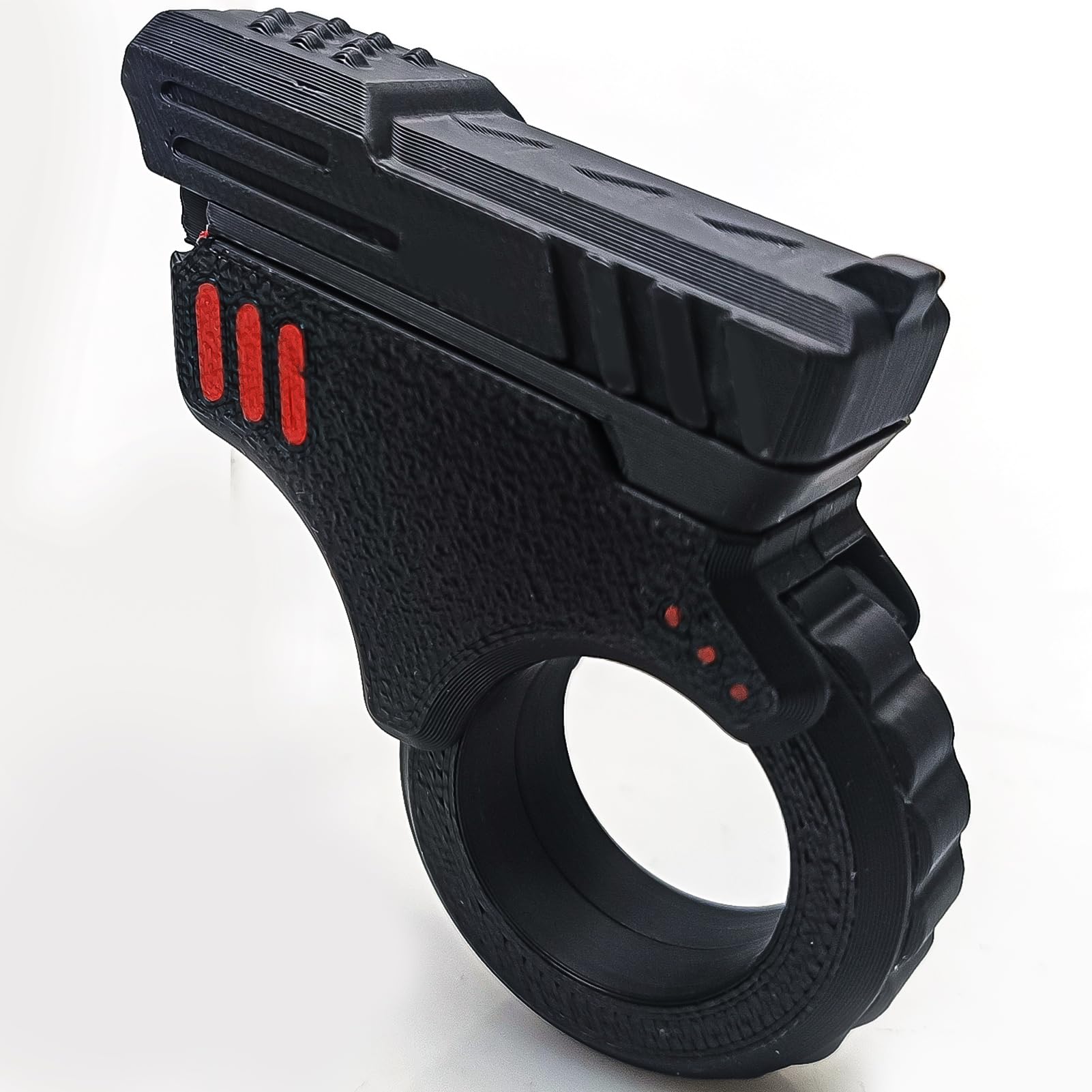 Fidget Slider 3D Printed Fidget Gadget Novelty Toy Stress Relief Relax EDC Gyro Finger Ring Fingertip Textured Spinner Flip ASMR ADHD 3+ (Black Fidget Slider Toy x1)