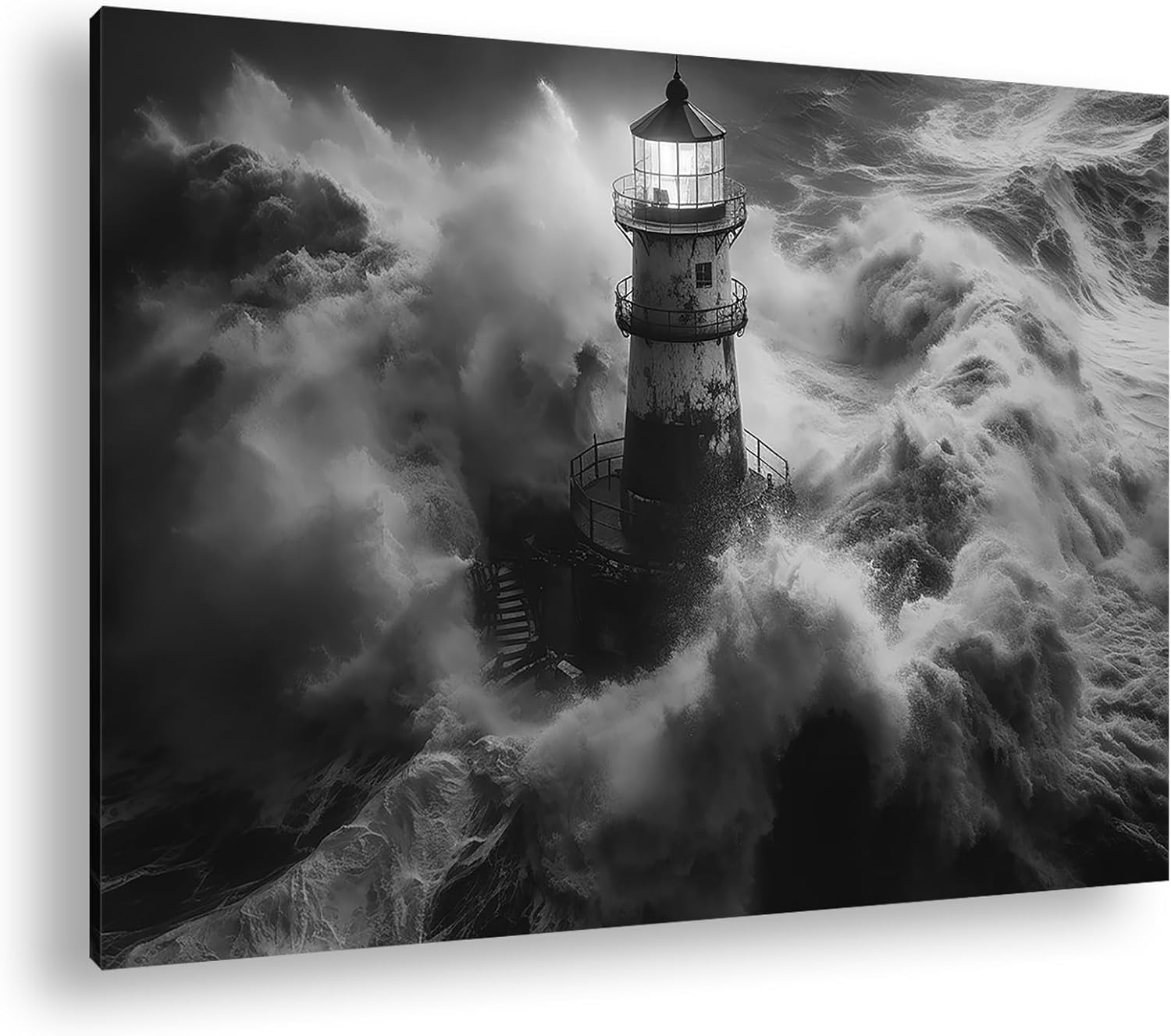 Photo Art Papier Peint INTISSÉ-PHARE À VAGUES ÉLECTRIQUES-(216413)-8