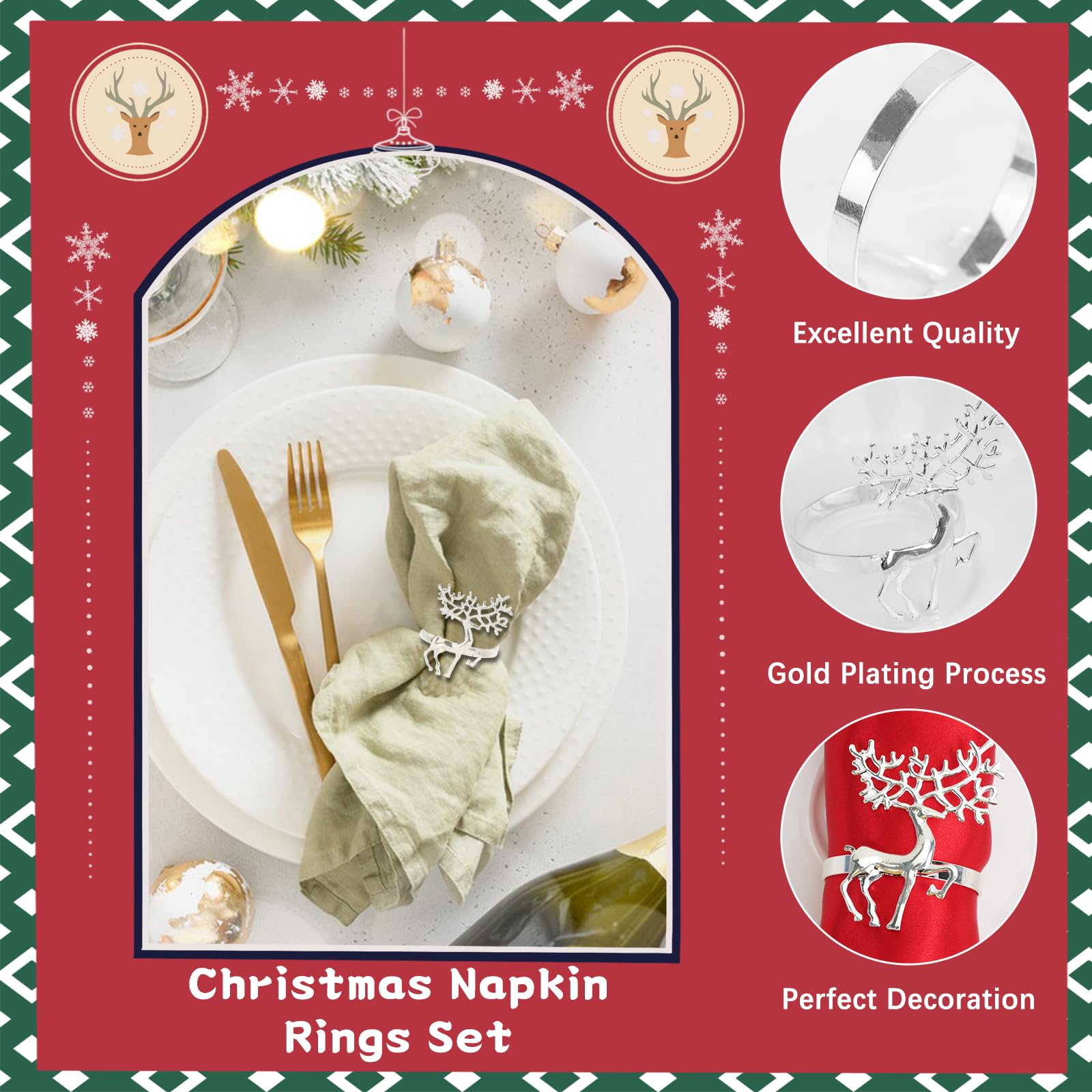6 Pcs Portatovaglioli Natalizi Anelli Da Tovagliolo Per La