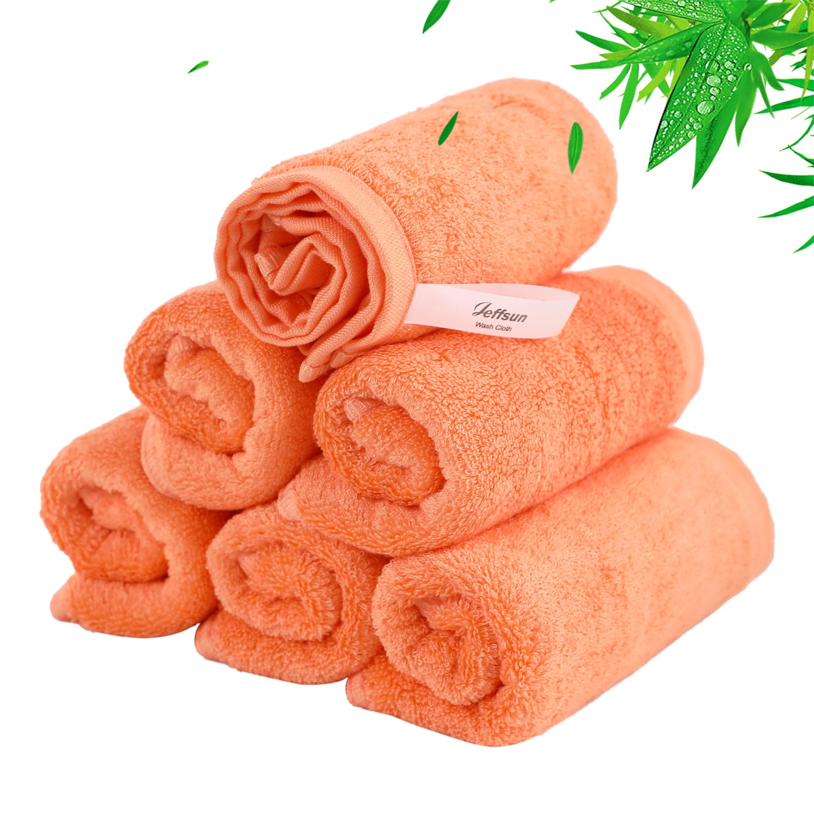 Baby Washcloths 6 Pack, 10x10 inch Orange Small Wash Cloths for Face and Body, Super Soft & Gentle Face Towels on Sensitive Skin, Newborn Registry