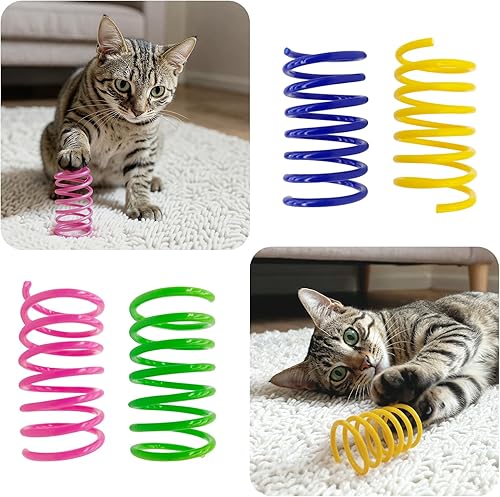 Miniatura 6 de AGYM Juguetes de Resorte para Gatos 90 Paquetes para Gatos de Interior, Bobinas de Resorte de Plástico Duraderas que Atraen a los Gatos a Golpear, 4