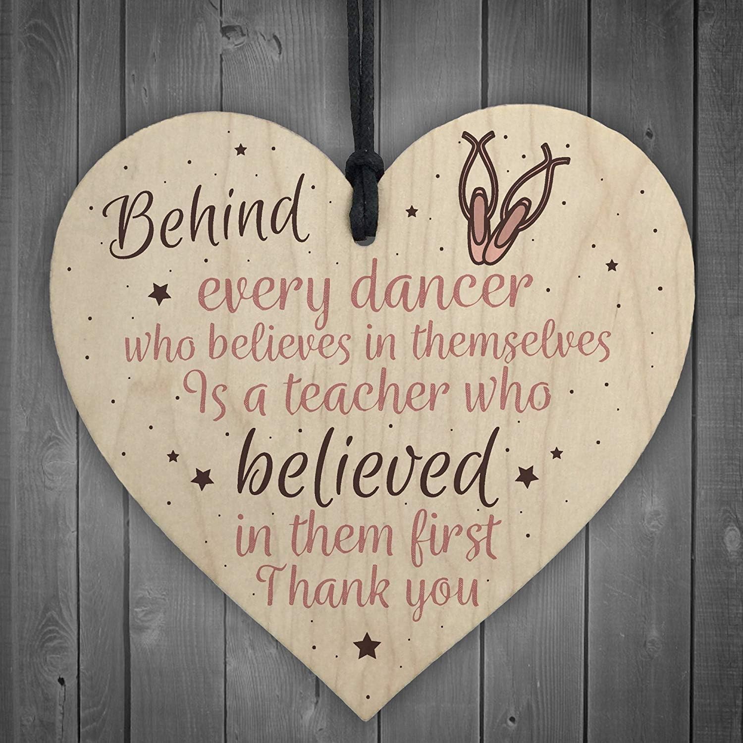 Red Ocean Thank You Dance Teacher Gift Wooden Heart Special Goodbye Gifts For Her Friendship Sign