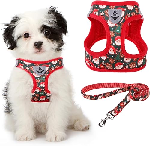 Miniatura 6 de Arnés de malla suave para cachorros, juego de arnés y correa para perros pequeños, arnés ajustable y cómodo con diseño reflectante para cachorros y