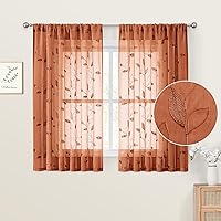 Vista 52 de HOMEIDEAS Cortinas traslúcidas amarillas de 84 pulgadas de largo, 2 paneles de cortinas bordadas con patrón floral amarillo y blanco, cortinas