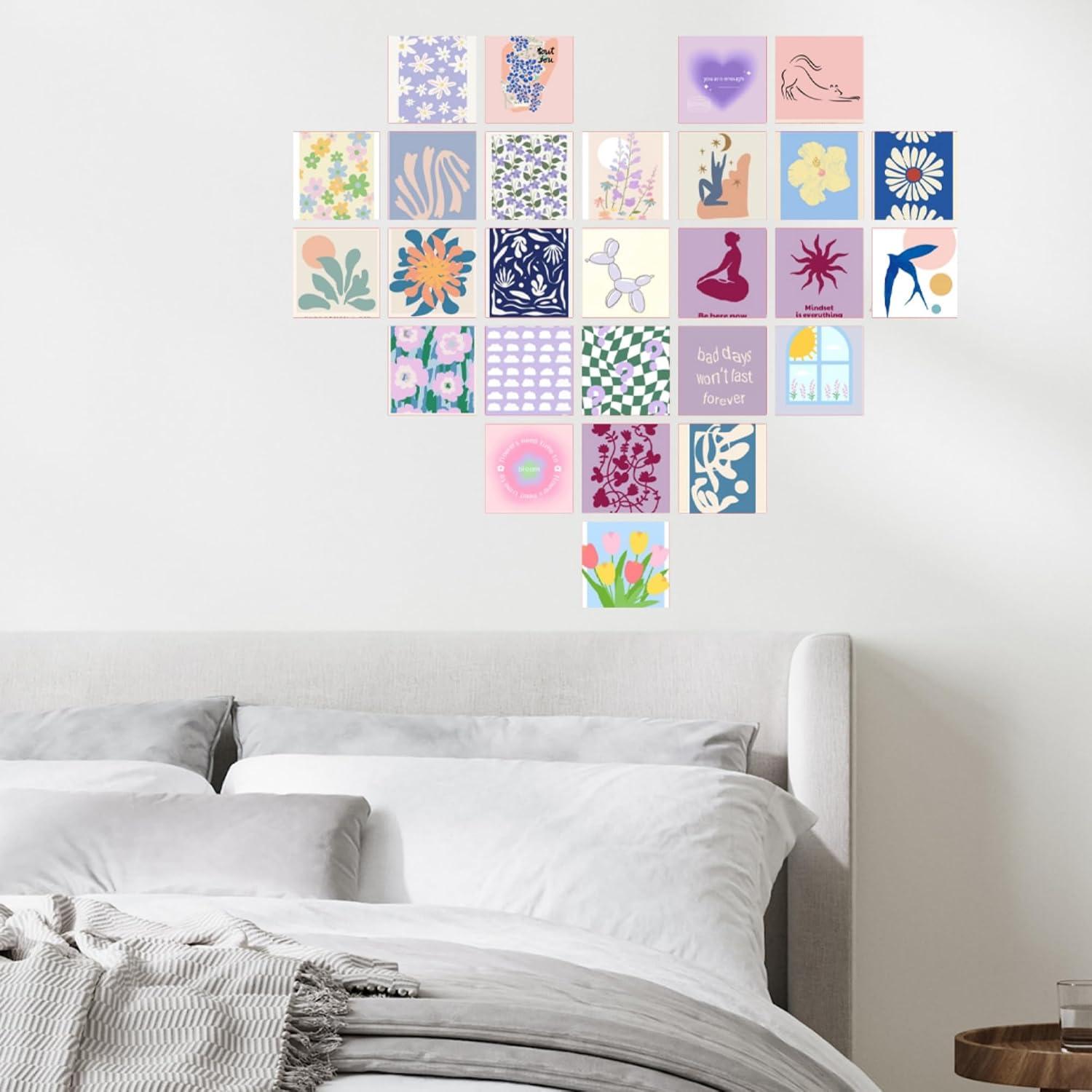 XZZ 70pcs Danish Pastel Aesthetic Room Wall Decor Kit - Blue Photo Collage, 4x6 Inches, Decorative Paintings for Girls Dorm