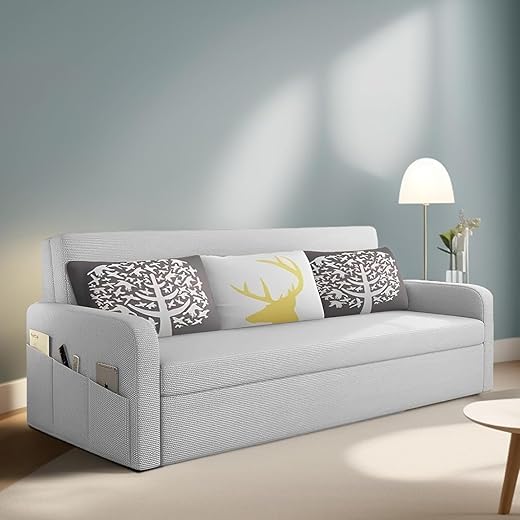 Leymour 3 Seater Sofa Cum Bed - Grey Fabric