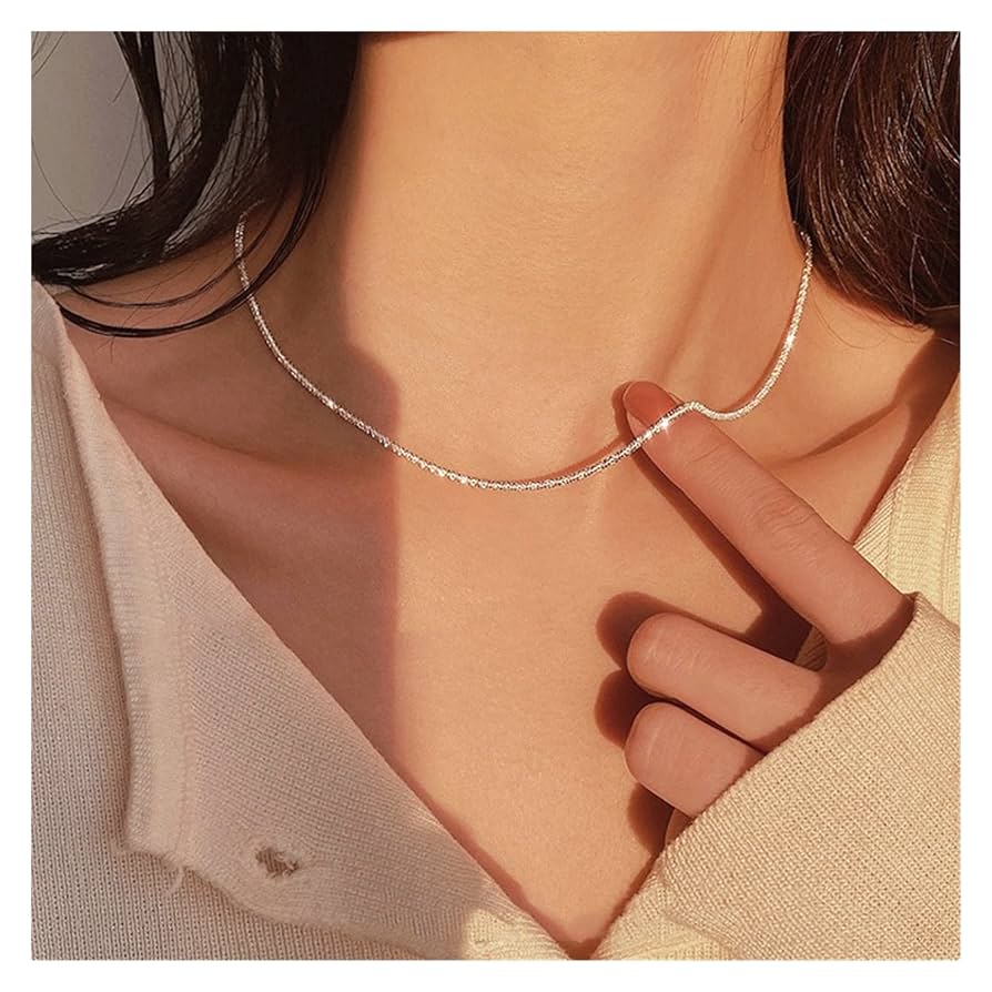 Amazon.co.jp: 銀の光沢のある鎖骨チェーンネックレスネックレス
