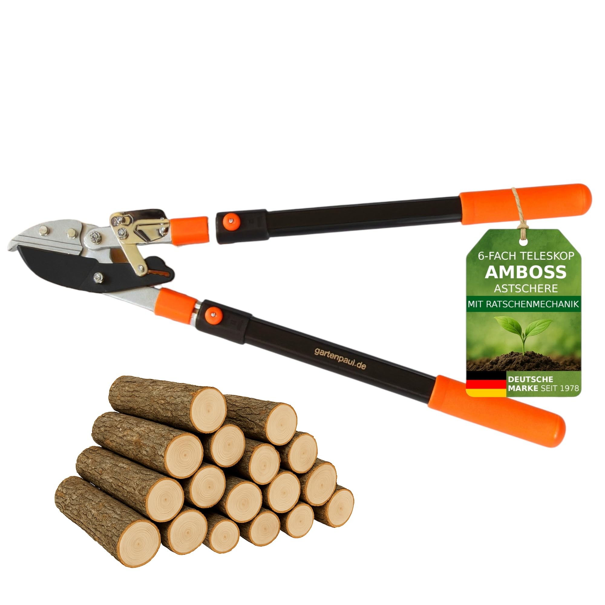 Teleskop Amboss Baumschere Astschere mit 6x Verstellung, mit Ratsche & Übersetzung für dicke Äste, Amboss Heckenschere Gartenschere Lang, Ast Baum Garten Schere, Profi-Gartenwerkzeug