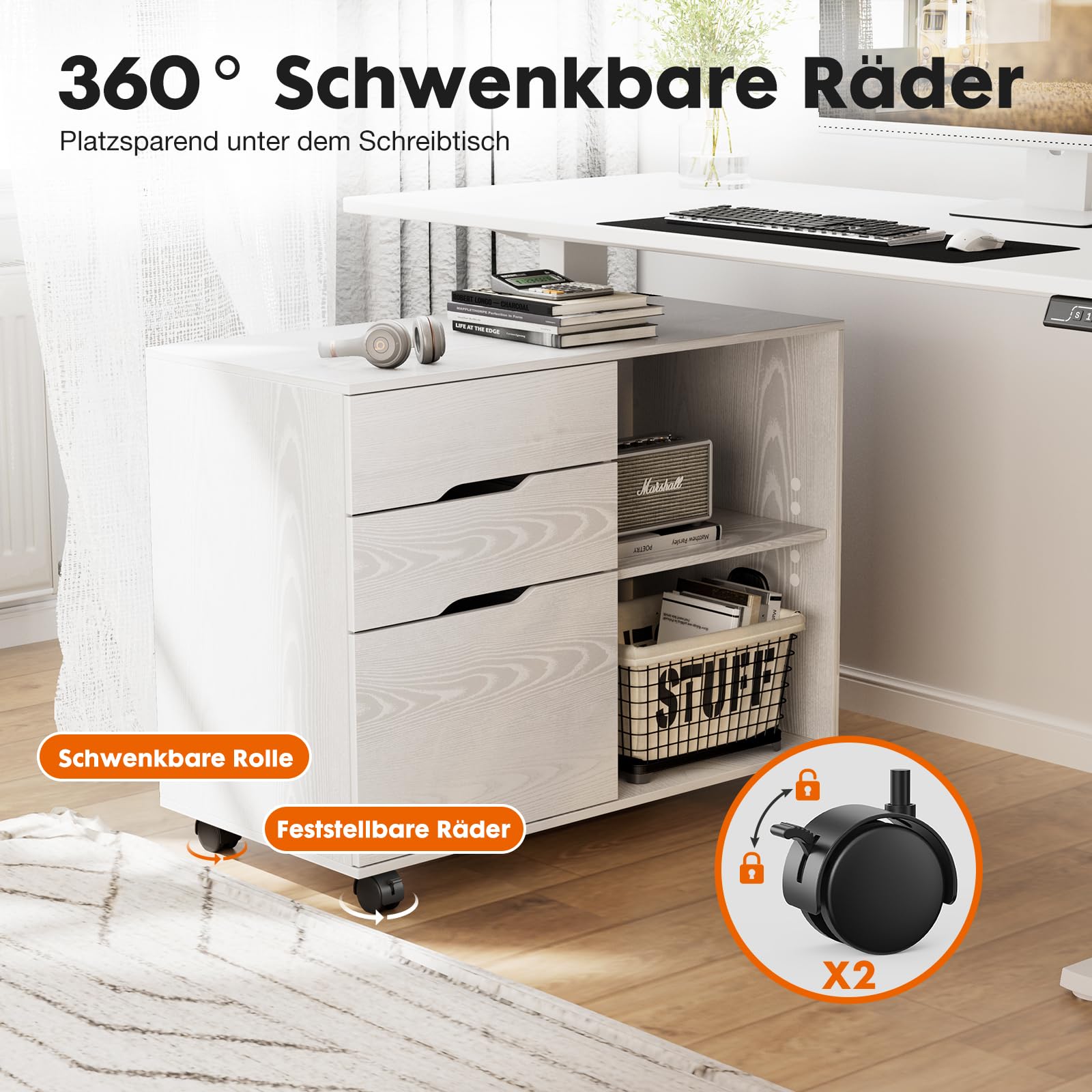 Sweetcrispy Rollcontainer 80x40x62cm, Weiß